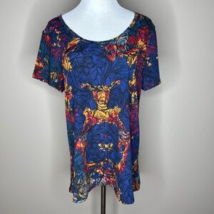 LuLaRoe Classic T womens short sleeved top t-shirt multicolor floral size L.
